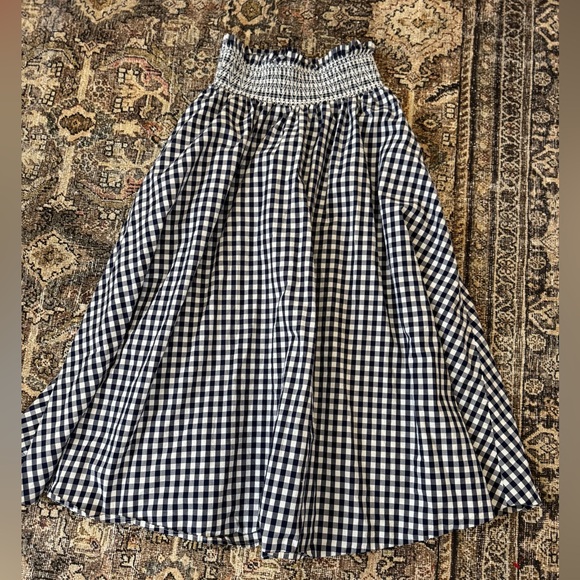 Zara Gingham Check, Cottage Core Blue & White Midi Maxi Skirt, Size Small - Picture 9 of 10